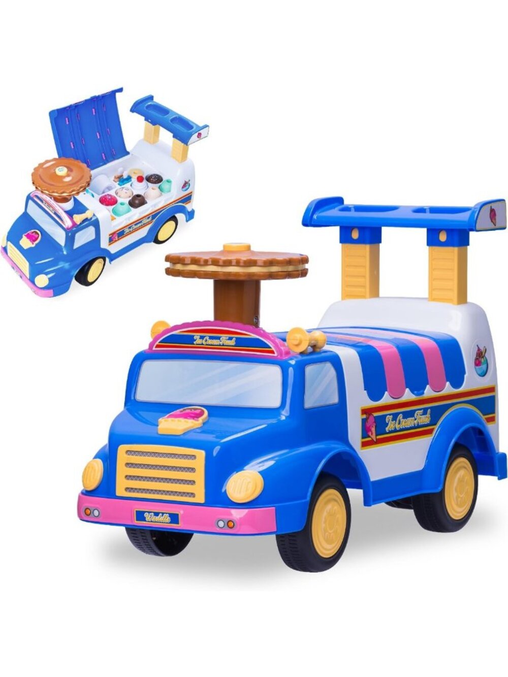 Ice Cream Toy Truck for Kids - Ride-On Playset with Scoops, Toppings & Popsicles